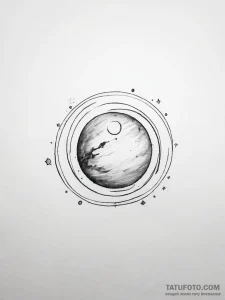 Tattoo design a stylized planet with a subtle... - эскиз тату (№1753813638_0, 29.07.2025 18:27) — Tatufoto.com