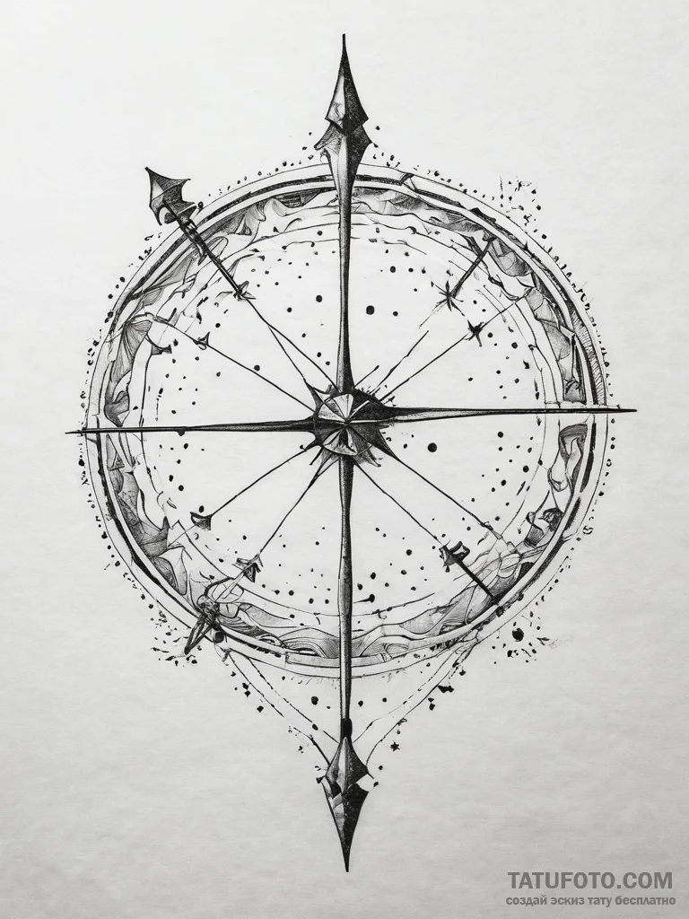 Tattoo sketch a sagittarius constellation, it... - эскиз тату (№1753814025_0, 29.07.2025 18:33) — Tatufoto.com