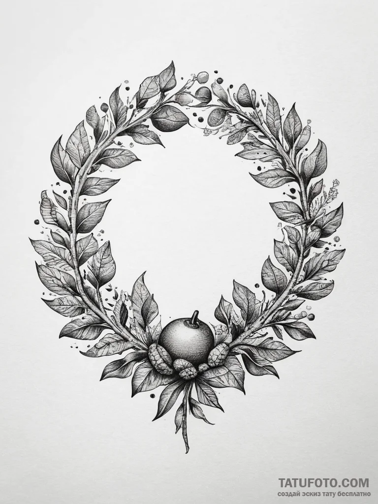 Tattoo design a strong, protective wreath mad... - эскиз тату (№1753814613_0, 29.07.2025 18:43) — Tatufoto.com
