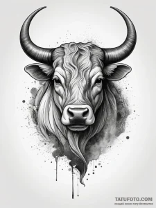 Tattoo design a taurus bull, depicted in a fl... - эскиз тату (№1753814811_0, 29.07.2025 18:46) — Tatufoto.com
