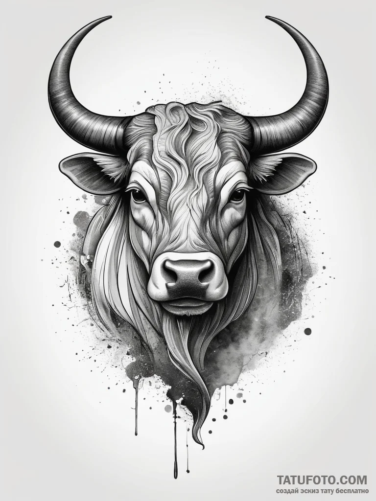 Tattoo design a taurus bull, depicted in a fl... - эскиз тату (№1753814811_0, 29.07.2025 18:46) — Tatufoto.com