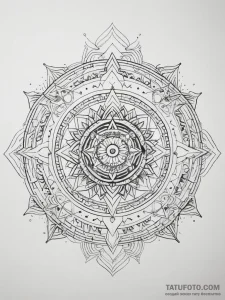 Tattoo design: a geometric mandala incorporat... - эскиз тату (№1753816387_0, 29.07.2025 19:13) — Tatufoto.com