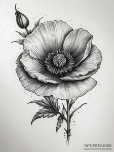 Tattoo sketch a single poppy in bloom its pet... - эскиз тату (№1753817159_0, 29.07.2025 19:25) — Tatufoto.com
