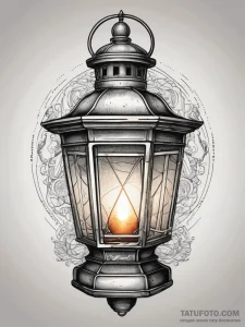Tattoo sketch a vintage lantern casting a war... - эскиз тату (№1753817353_0, 29.07.2025 19:29) — Tatufoto.com