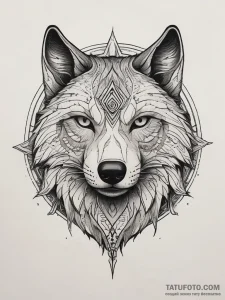Geralt's wolf medallion from the witcher, tat... - эскиз тату (№1753817548_0, 29.07.2025 19:32) — Tatufoto.com