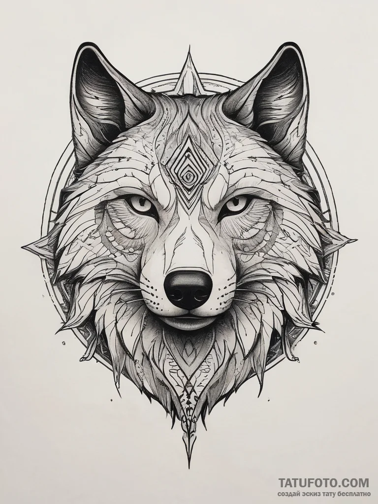 Geralt's wolf medallion from the witcher, tat... - эскиз тату (№1753817548_0, 29.07.2025 19:32) — Tatufoto.com