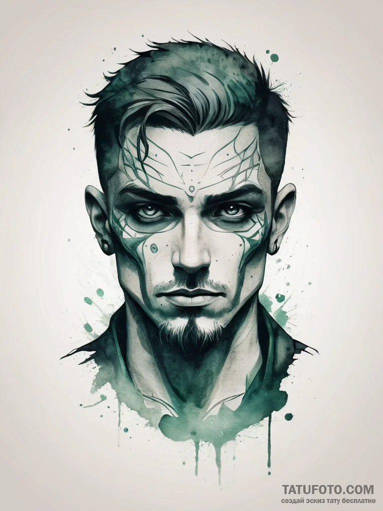 Tattoo design: a dark, atmospheric portrait o... - эскиз тату (№1753817740_0, 29.07.2025 19:35) — Tatufoto.com