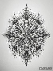 Tattoo sketch a starburst effect emanating fr... - эскиз тату (№1753819092_0, 29.07.2025 19:58) — Tatufoto.com
