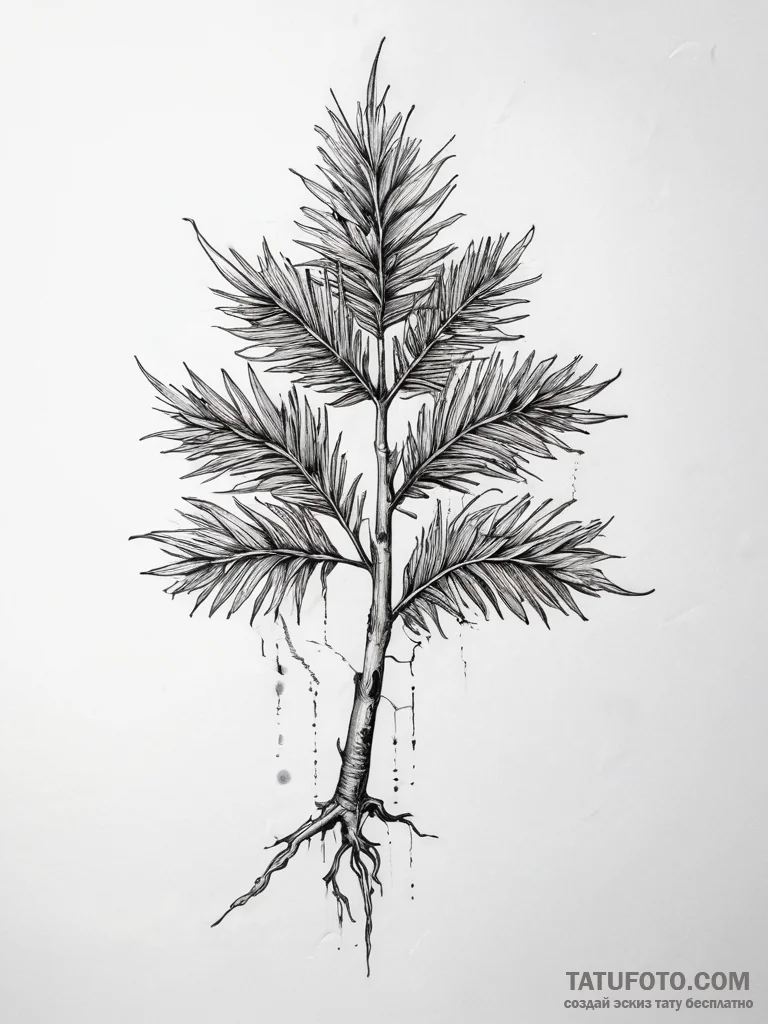 Tattoo sketch a strong, unyielding redwood se... - эскиз тату (№1753819285_0, 29.07.2025 20:01) — Tatufoto.com