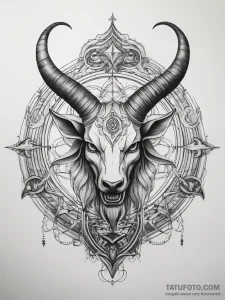 Baphomet symbol, artistic tattoo sketch, soft... - эскиз тату (№1753820641_0, 29.07.2025 20:24) — Tatufoto.com