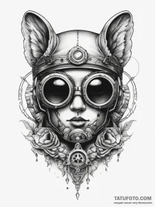 Steampunk goggles, tattoo line art, on a clea... - эскиз тату (№1753821415_0, 29.07.2025 20:36) — Tatufoto.com