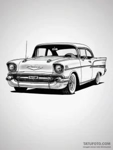 A classic, cherry red 1957 chevrolet bel air... - эскиз тату (№1753822184_0, 29.07.2025 20:49) — Tatufoto.com