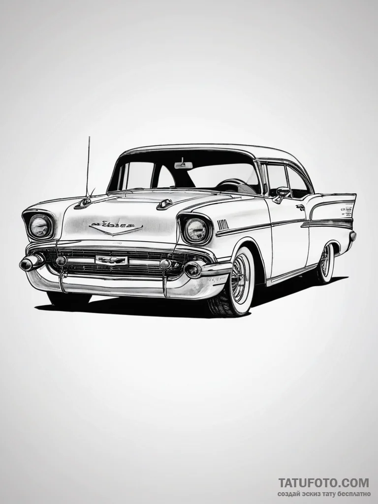 A classic, cherry red 1957 chevrolet bel air... - эскиз тату (№1753822184_0, 29.07.2025 20:49) — Tatufoto.com