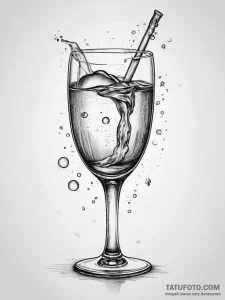 A shot of a glass of champagne, with bubbles... - эскиз тату (№1753822760_0, 29.07.2025 20:59) — Tatufoto.com