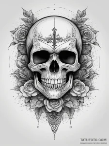Tattoo design a stylized "game over" screen w... - эскиз тату (№1753822954_0, 29.07.2025 21:02) — Tatufoto.com
