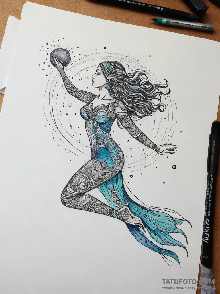 Tattoo sketch aquarius constellation, stars f... - эскиз тату (№1753823536_0, 29.07.2025 21:12) — Tatufoto.com