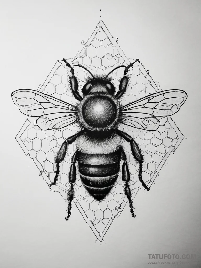 A bee on a honeycomb (is there, but can be cl... - эскиз тату (№1753823729_0, 29.07.2025 21:15) — Tatufoto.com