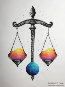 Tattoo sketch libra's scales turning into a f... - эскиз тату (№1753824115_0, 29.07.2025 21:21) — Tatufoto.com