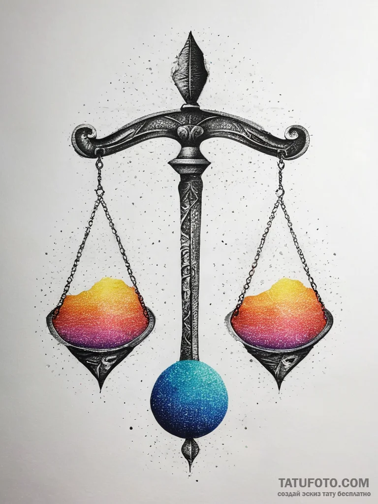 Tattoo sketch libra's scales turning into a f... - эскиз тату (№1753824115_0, 29.07.2025 21:21) — Tatufoto.com