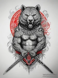 Tattoo on the left shoulder and transition to... - японская, красный + чёрный - эскиз тату (№1753824941_0, 29.07.2025 21:35) — Tatufoto.com