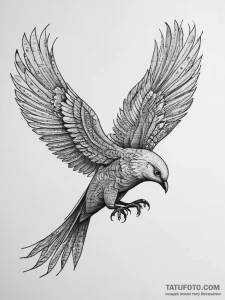 Firebird, concept art for tattoo, bold outlin... - эскиз тату (№1753826225_0, 29.07.2025 21:57) — Tatufoto.com