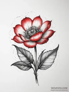 Tattoo sketch a blooming flower bud and a ful... - эскиз тату (№1753826415_0, 29.07.2025 22:00) — Tatufoto.com