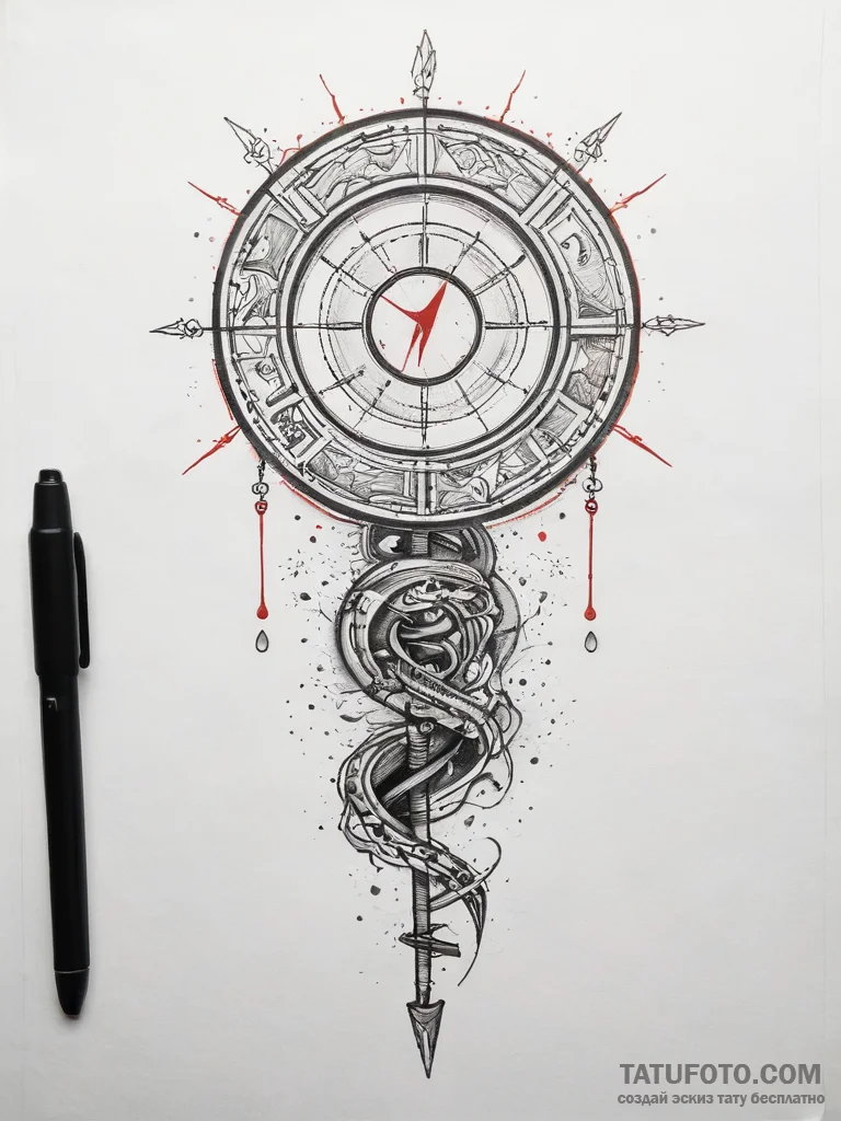 Tattoo design a zodiac glyph composed of micr... - эскиз тату (№1753827194_0, 29.07.2025 22:13) — Tatufoto.com