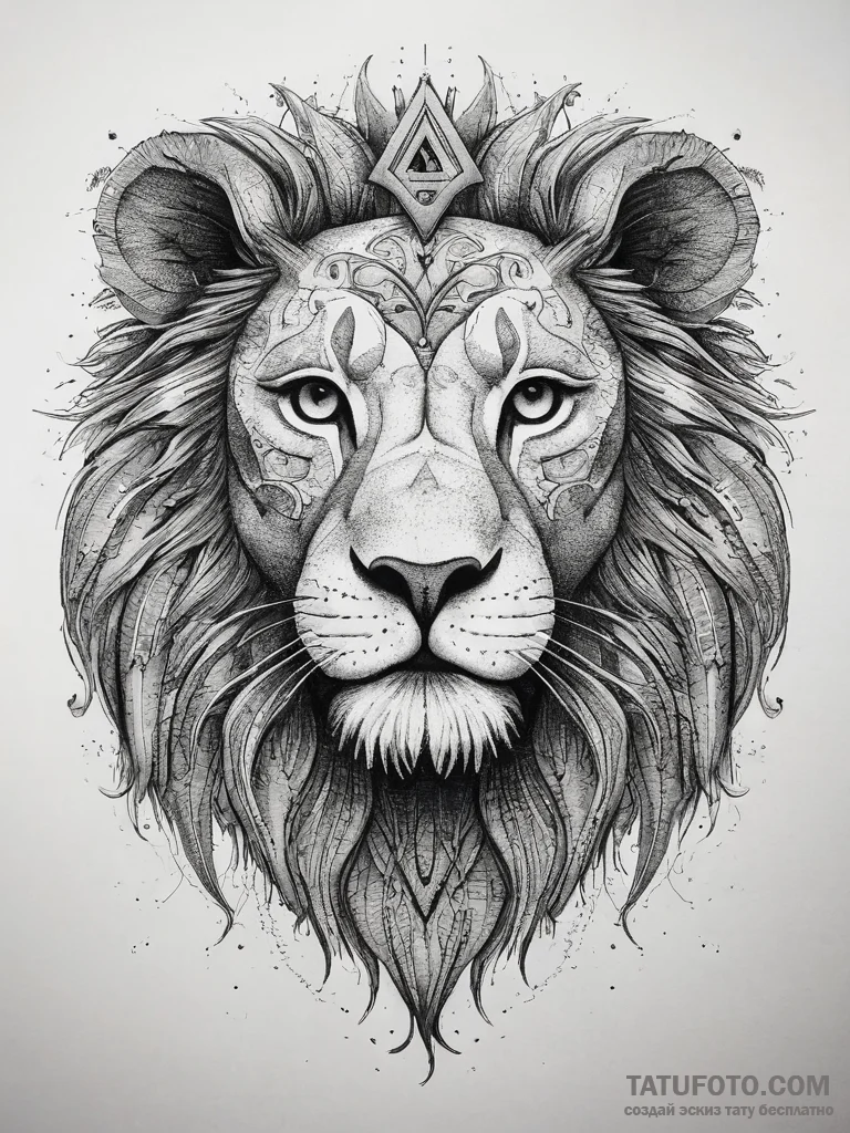 Tattoo sketch a leo lion as a protector of fo... - эскиз тату (№1753828142_0, 29.07.2025 22:29) — Tatufoto.com