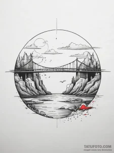 Tattoo design two distant islands connected b... - эскиз тату (№1753828724_0, 29.07.2025 22:38) — Tatufoto.com