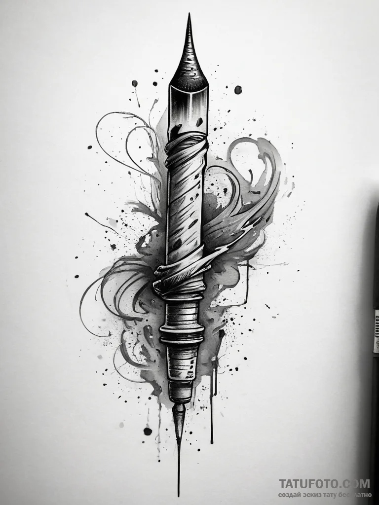 A close-up of a burning incense stick, with s... - эскиз тату (№1753829118_0, 29.07.2025 22:45) — Tatufoto.com
