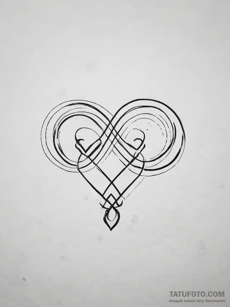Tattoo sketch a heart made of a single contin... - эскиз тату (№1753829315_0, 29.07.2025 22:48) — Tatufoto.com