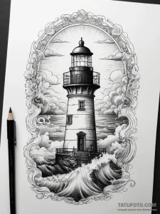 Tattoo sketch a lighthouse beam cutting throu... - эскиз тату (№1753830292_0, 29.07.2025 23:04) — Tatufoto.com