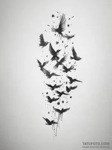 Flock of birds - эскиз тату (№1753830486_0, 29.07.2025 23:08) — Tatufoto.com