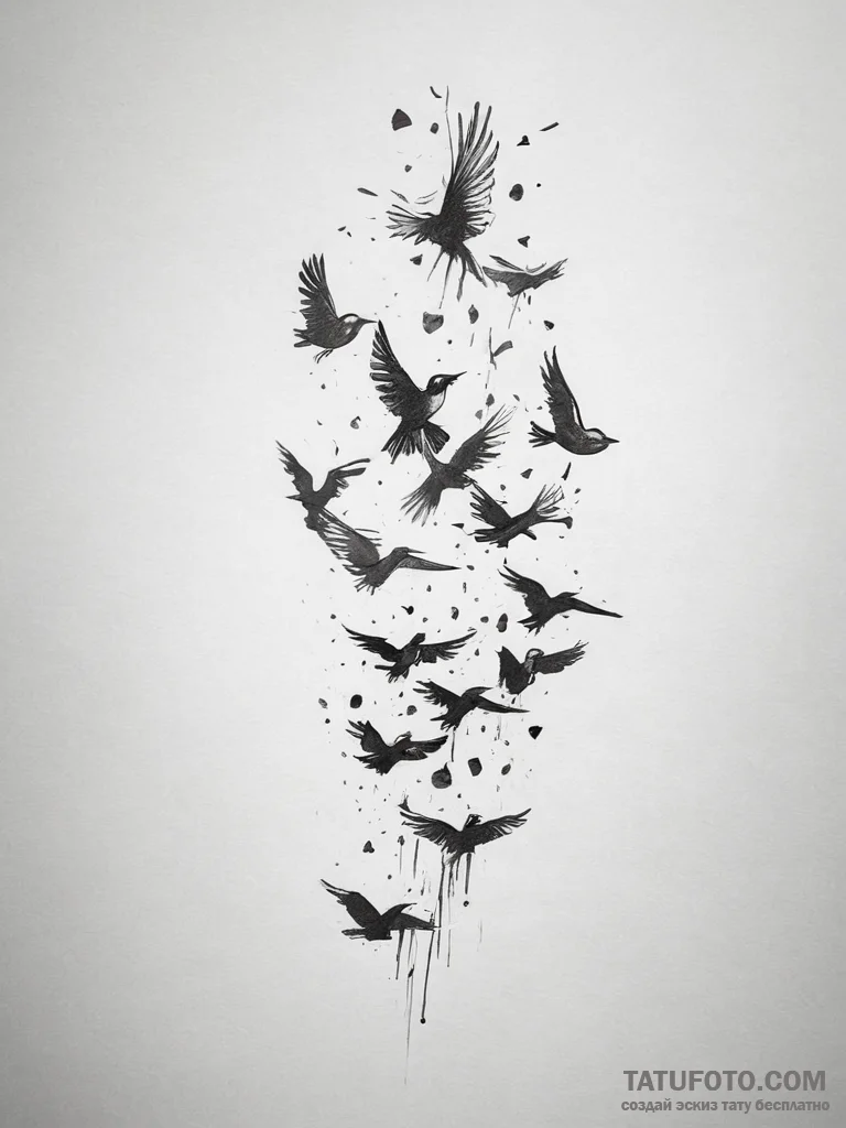 Flock of birds - эскиз тату (№1753830486_0, 29.07.2025 23:08) — Tatufoto.com
