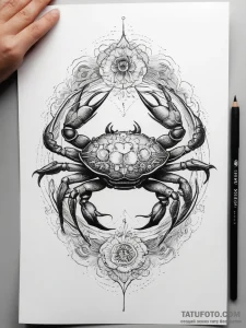 Tattoo design a minimalist cancer crab, its s... - эскиз тату (№1753830677_0, 29.07.2025 23:11) — Tatufoto.com