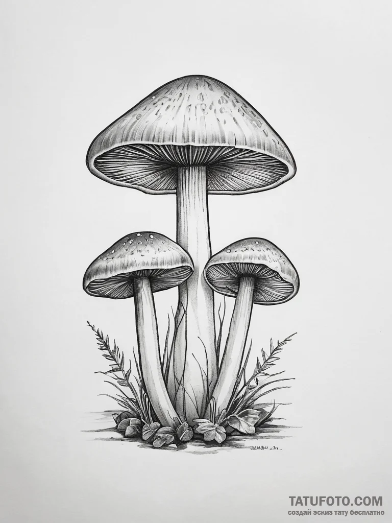 Mushrooms - эскиз тату (№1753831067_0, 29.07.2025 23:17) — Tatufoto.com