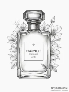 Tattoo design a vintage perfume bottle with a... - эскиз тату (№1753832431_0, 29.07.2025 23:40) — Tatufoto.com