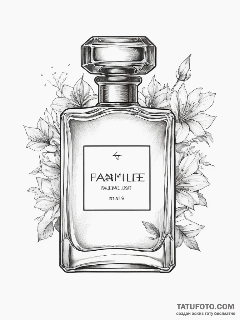 Tattoo design a vintage perfume bottle with a... - эскиз тату (№1753832431_0, 29.07.2025 23:40) — Tatufoto.com