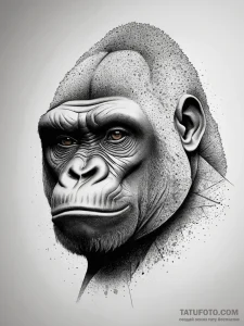 A silverback gorilla looking thoughtfully int... - эскиз тату (№1753833580_0, 29.07.2025 23:59) — Tatufoto.com