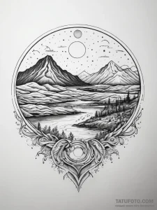 Tattoo design: a landscape of fertile earth a... - эскиз тату (№1753834155_0, 30.07.2025 00:09) — Tatufoto.com