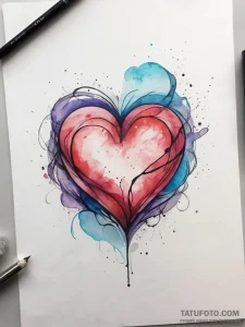 Tattoo sketch a watercolor heart, its colors... - эскиз тату (№1753865783_0, 30.07.2025 08:56) — Tatufoto.com
