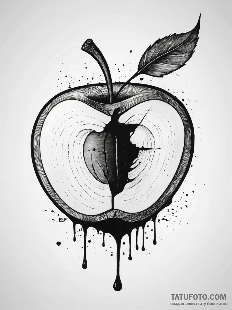 Tattoo sketch 'apple' on one, 'pie' on the ot... - эскиз тату (№1753867920_0, 30.07.2025 09:32) — Tatufoto.com