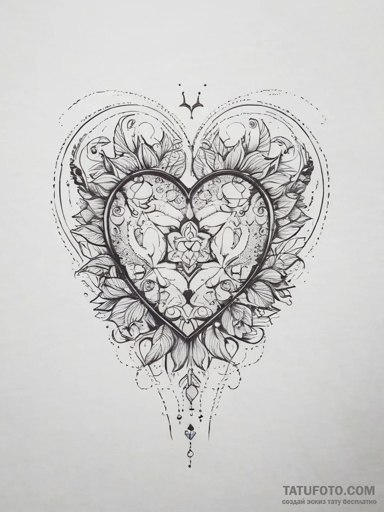 Tattoo design a heart made of tiny footprints... - эскиз тату (№1753868312_0, 30.07.2025 09:38) — Tatufoto.com