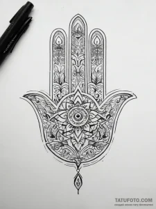 Tattoo design a traditional 'hamsa' hand with... - эскиз тату (№1753870448_0, 30.07.2025 10:14) — Tatufoto.com