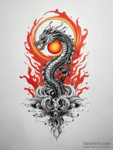 Tattoo sketch: a stylized depiction of a flam... - эскиз тату (№1753872611_0, 30.07.2025 10:50) — Tatufoto.com