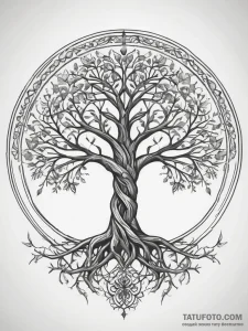 A graphic tattoo design featuring the tree of... - эскиз тату (№1753873002_0, 30.07.2025 10:56) — Tatufoto.com