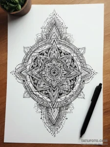 Indian, ink illustration for tattoo, vibrant... - эскиз тату (№1753874372_0, 30.07.2025 11:19) — Tatufoto.com