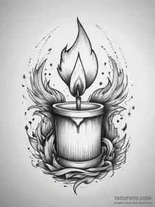 Tattoo sketch a burning candle with a wisp of... - эскиз тату (№1753874565_0, 30.07.2025 11:22) — Tatufoto.com