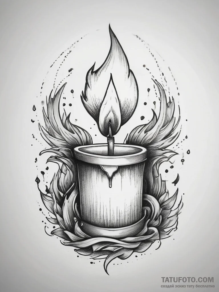 Tattoo sketch a burning candle with a wisp of... - эскиз тату (№1753874565_0, 30.07.2025 11:22) — Tatufoto.com