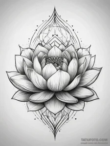Tattoo sketch a blooming lotus flower with su... - эскиз тату (№1753874761_0, 30.07.2025 11:26) — Tatufoto.com